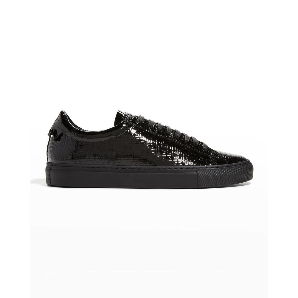 Givenchy Men's Urban Street Allover Monogram Patent Black Sneakers EUR 44 US 11